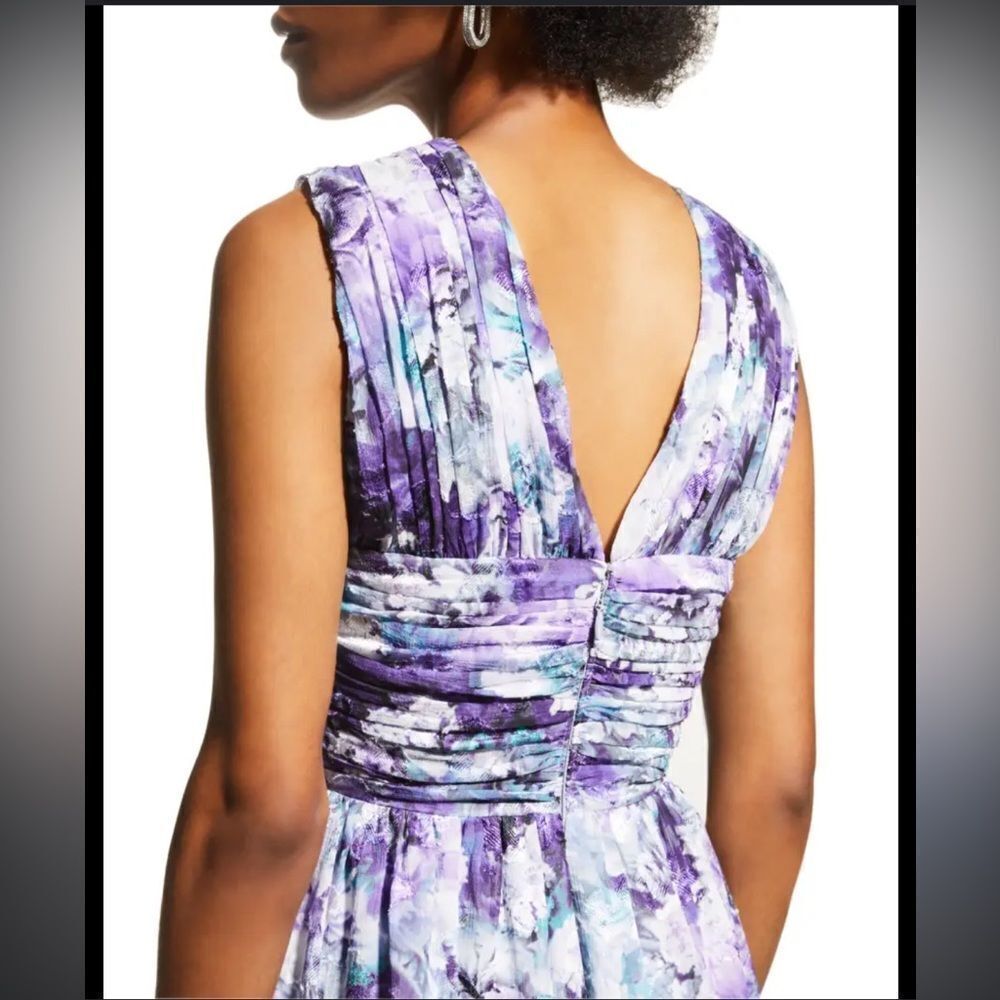 DRESS THE POPULATION SIZE S Jaclyn Pleated Floral Print A-Line Gown SIZE S MAXI - Picture 2 of 6